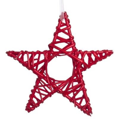 CHRISTMAS - RED WICKER STAR CT113862