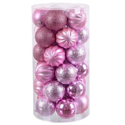 CHRISTMAS - S/30 BRIGHT, MATTE AND PINK GLITTER BALLS CT720800