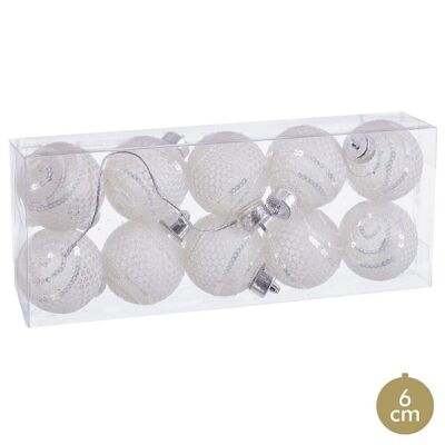 NOËL - BOULES PLASTIQUE ARGENT S/10 CT720804