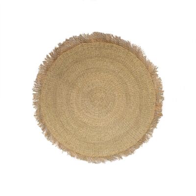 TAPIS ROND EN FIBRES NATURELLES DE MENDONG AVEC FRANGES DIAMETRE 180CM SERIFOS