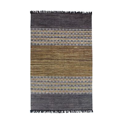 HAND-WOVEN COTTON AND RECYCLED LEATHER RUG 150X240CM ADANA