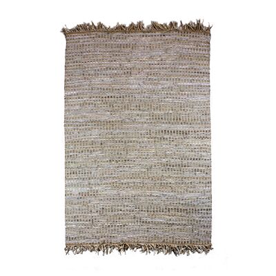LEATHER, JUTE AND HAND WOVEN COTTON RUG IN TAUPE COLOR 16X230CM ALTAY