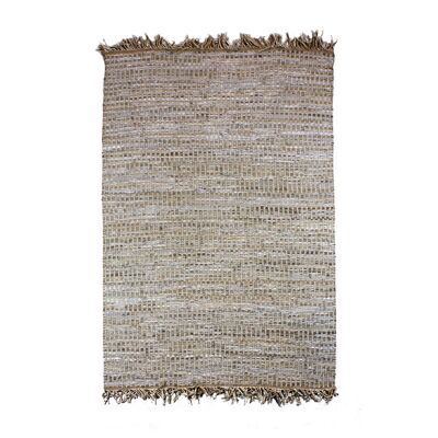 ALFOMBRA DE CUERO, YUTE Y ALGODÓN TEJIDO A MANO EN COLOR TAUPE 16X230CM ALTAY