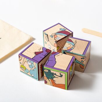 Coffret Montessori : 4 mobiles + cubes puzzle 4 pièces 3