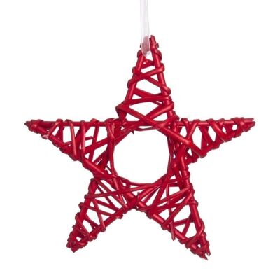 CHRISTMAS - RED WICKER STAR CT113866