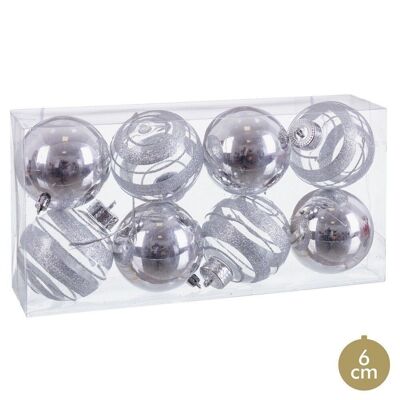 NATALE - S/8 SFERE DI PLASTICA ARGENTO CT720814