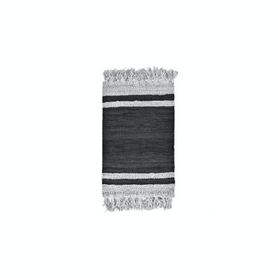 BLACK AND GRAY RUG IN RECYCLED LEATHER 80X60CM TALAS