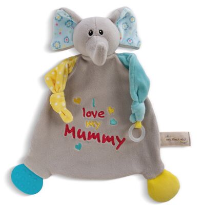 Comforter elephant 25x25cm with teething ring and