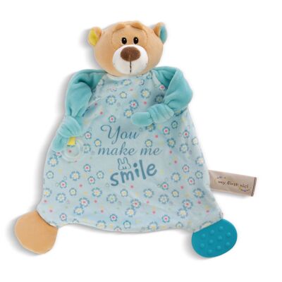 Doudou ours 25x25cm avec anneau de dentition et