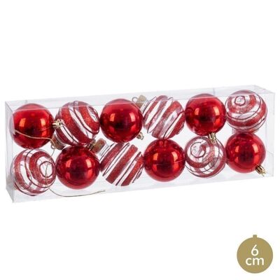 NOËL - S/12 BOULES PLASTIQUE ROUGE CT720816