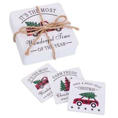 CHRISTMAS - S/6 WOODEN COASTERS CT721235
