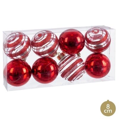 CHRISTMAS - S/8 RED PLASTIC BALLS CT720817