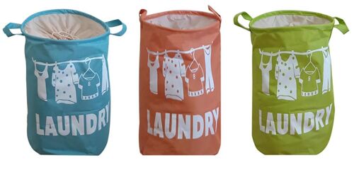 Laundry basket in 3 colors LIGHT BLUE - ORANGE - LIGHT GREEN 33x42cm