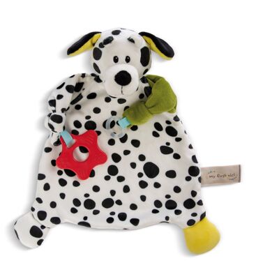 Doudou Dalmatien 25x25cm avec anneau de dentition et