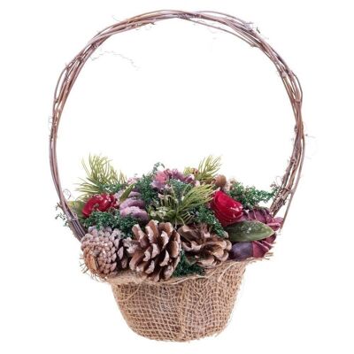 CHRISTMAS - RED PINEAPPLE HANDLES BASKET CT720835