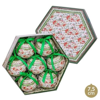 NOËL - S/7 BOULES MEMOIRE FLEURS CT720470