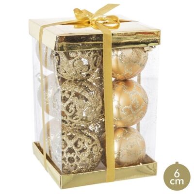 CHRISTMAS - S/12 DECORATED PLASTIC GOLD BALLS CT87864