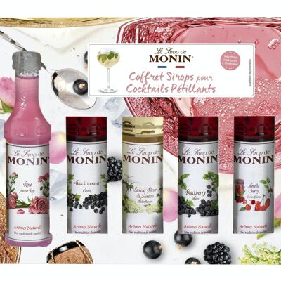 MONIN - Gift box for sparkling Mother's Day cocktails based on prosecco, spritz, gin and tonic - 5x5cl