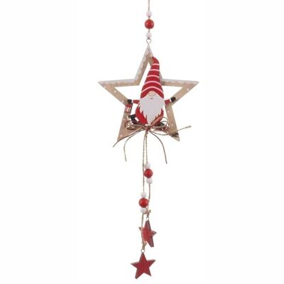CHRISTMAS - WOODEN SANTA CLAUS STAR PENDANT CT721518