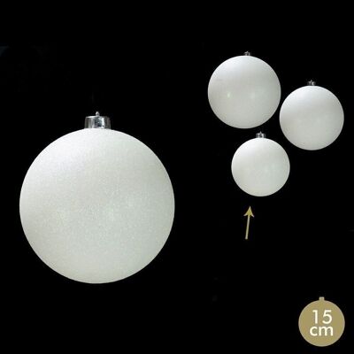 CHRISTMAS - WHITE PLASTIC GLITTER BALL CT37290