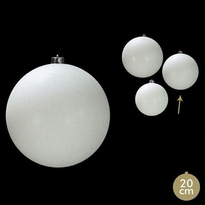 CHRISTMAS - WHITE PLASTIC GLITTER BALL CT37296