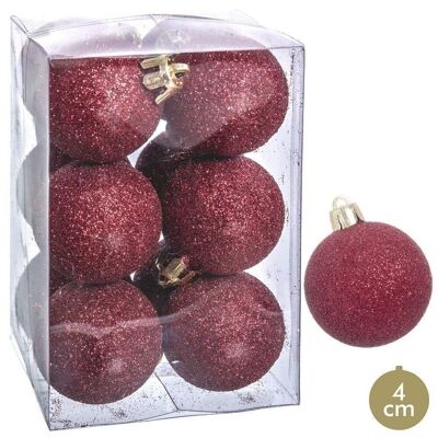 NATALE - S/12 SFERE GLITTER IN PLASTICA ROSSE CT111290