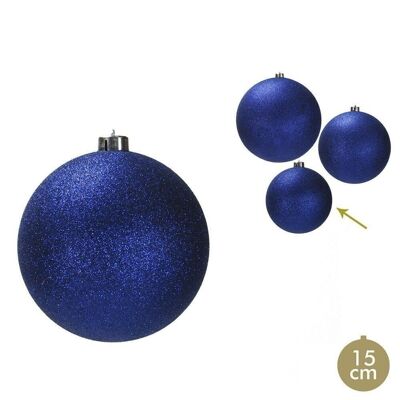 CHRISTMAS - BLUE PLASTIC GLITTER BALL CT37287