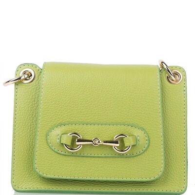 Sac à main à bandoulière en cuir Burano Lime Green Horsebit