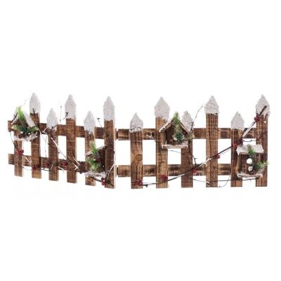 FENCE HOLLY SNOW WOOD CHRISTMAS DECORATION CT110809