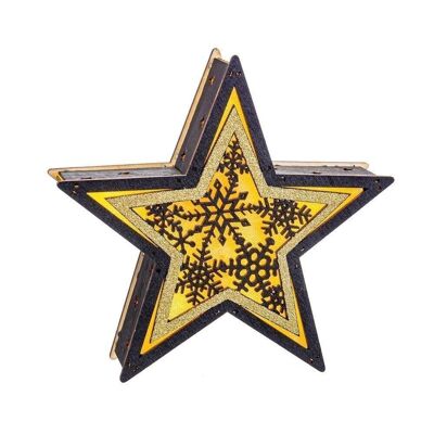 CHRISTMAS - STAR WITH LIGHT DECORATED WOOD CT720098
