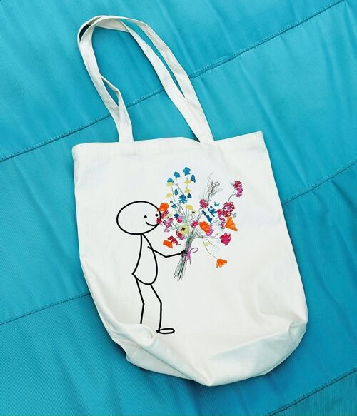 Robin with flowers Totebag