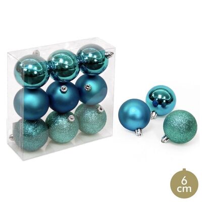 CHRISTMAS - S/9 BLUE BALL CHRISTMAS DECORATION CT33203