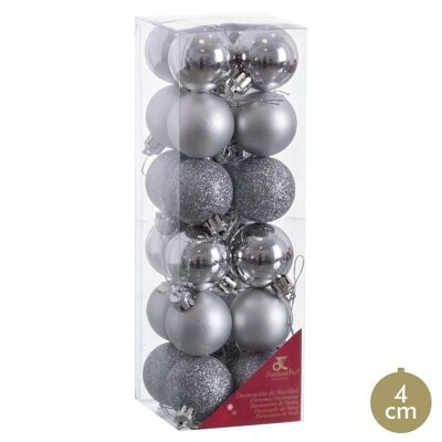 NAVIDAD - S/24 BOLAS BRILLO, MATE Y GLITTER PLATA CT116868