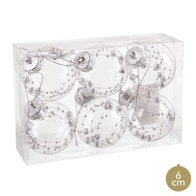 CHRISTMAS - S/6 PET BALLS WITH SILVER BITS CT721473