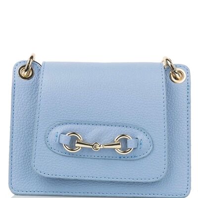 Borsa a tracolla in pelle Horsebit blu lavanda Burano