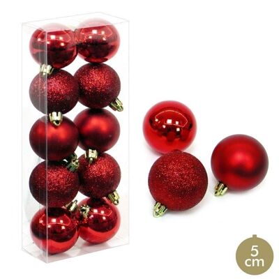 CHRISTMAS - S/10 RED BALL CHRISTMAS DECORATION CT33183