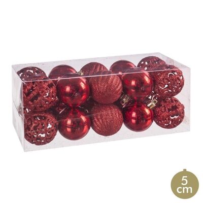 CHRISTMAS - S/20 RED SHAPES BALLS CT116835