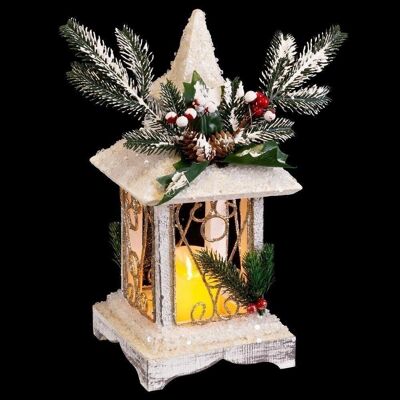 CHRISTMAS - LANTERN WITH WOODEN HOLLY CT720648
