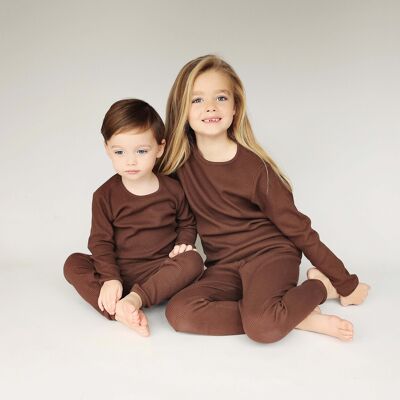Chocolat côtelé Loungewear Pyjamas garçons et filles Baby Lounge set