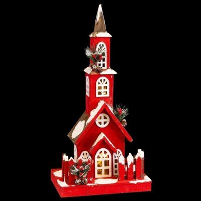 WEIHNACHTEN - HAUS 10 LICHTER HOLZ ROT CT720631