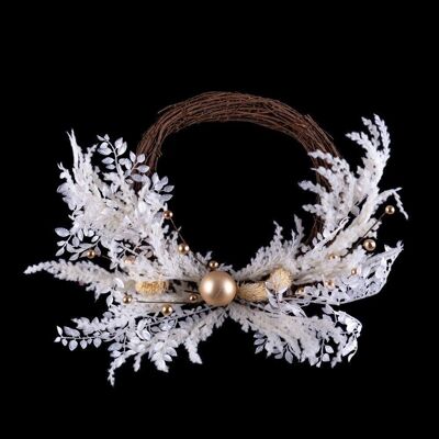 CHRISTMAS - WHITE BRANCH WREATH AND BALLS CT721031