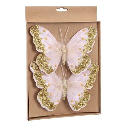 CHRISTMAS - S/2 BUTTERFLY WITH PINK-GOLD CLIP CT118378