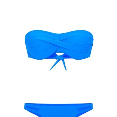 Top bikini a fascia con tucano laguna