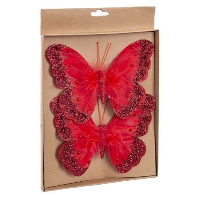 CHRISTMAS - S/2 BUTTERFLY WITH RED CLIP CT118379