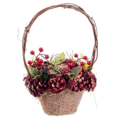 CHRISTMAS - BASKET WITH HOLLY PINES HOLLY CT720855