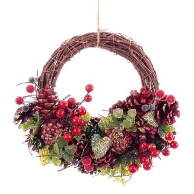 CHRISTMAS - WREATH HANGING PINE CONES HOLLY CT720856