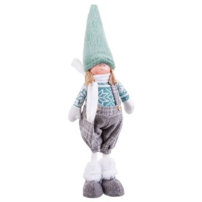 CHRISTMAS - STANDING CHILD DOLL TURQUOISE FABRIC CT721273