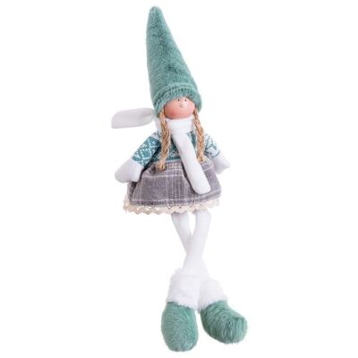 NOËL - POUPÉE FILLE AVEC JAMBES EN TISSU TURQUOISE CT721274