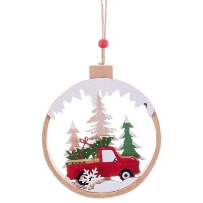 CHRISTMAS - BALL PENDANT WITH WOODEN CARS CT721296