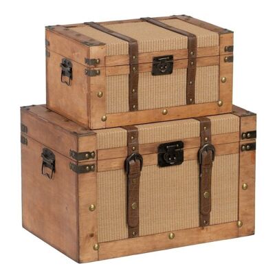 S/2 TRUNKS NATURAL FABRIC-WOOD CT606618